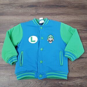 Boys Luigi Bomber Jacket Nintendo Super Mario Brothers Green Size 4 Varsity